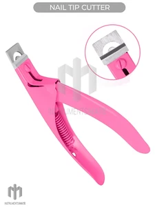 Cortador de punta de uñas postizas acrílico rosa con cortador de punta de manicura de resorte - Imagen 1 de 6