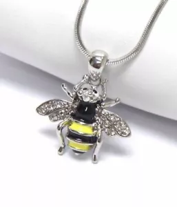 Crystal Bumblebee Necklace Queen bumble bee White Gold Plated Gift For Women - Picture 1 of 2
