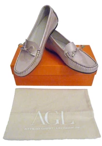 AGL Loafers NIB Beige Patent Leather Bow Driving Size 38.5 8 8.5 B Retail $298 - Picture 1 of 10