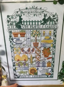 Bucilla Counted Cross Stitch Kit 1995 Design Nancy Rossi Plants Happiness 12”x18 - Picture 1 of 6