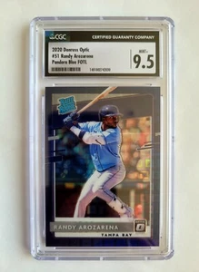 2020 PANINI OPTIC BLUE PRIZM RANDY AROZARENA RC! 56/99! CGC 9.5! 1/1! JERSEY #! - Picture 1 of 3