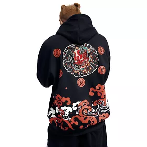 Sudadera con capucha bordada máscara de demonio japonesa Niepce para hombre Harajuku ropa de calle suéter - Imagen 1 de 12