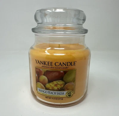 Yankee Candle Mango Peach Salsa 14.5 oz Jar Home Fruit Scent Classic Label - Image 1 of 4