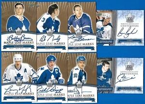 2017-18 TORONTO MAPLE LEAFS CENTENNIAL LEAF MARKS AUTOGRAPH & AKA CARD SEE LIST - Picture 1 of 82