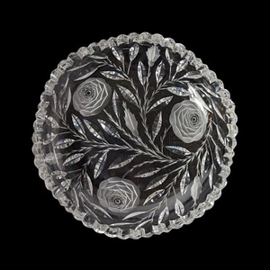 Antique ABP Irving Early American Brilliant Cut Glass White Rose 8" Nappy Dish - Picture 1 of 14