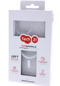 Tech21 EVO SPARKLE Case für iPhone 15 LUNAR CLEAR für Magsafe NEU - Bild 1 von 4