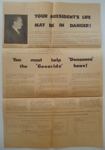 NIXONS LEBEN KÖNNTE IN GEFAHR SEIN! Genocide Hoax Flyer / Poster! Vertragspädoyer umschreiben - Bild 1 von 5