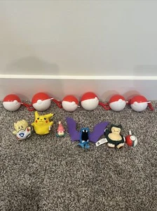 6 Pokemon Balls Plushies Toys Burger King 1999 (Pikachu, Togapi, Snorlax, Etc) - Picture 1 of 11