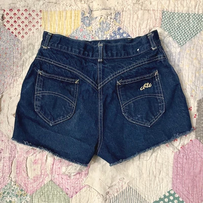 Pantalones Cortos Jeans Azul Denim Corte Discoteca Talla S 28 EE. UU. De Colección Años 80 Chic Talla Foto 1 de 4