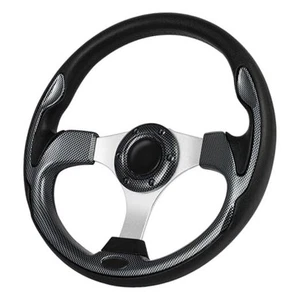  Golf Cart Steering Wheel, Universal 12.5" PVC Vinyl Leather 6 Bolt Aluminum  - Picture 1 of 7