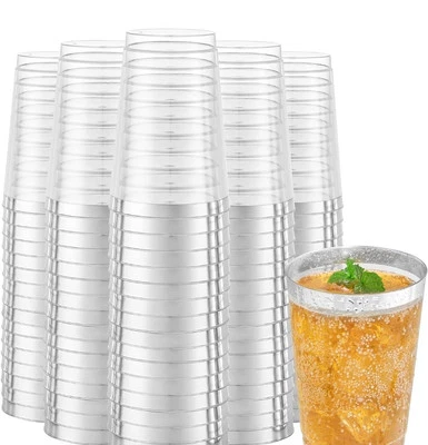 Juego de 200 tazas desechables plateadas transparentes de Madee 12 OZ fiesta, boda y más Foto 1 de 4