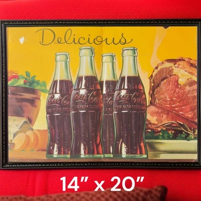 "Letrero de tienda Coca Cola vintage 1956 raro litografía original de Coca-Cola 14"" x 20"" LEER Foto 1 de 4