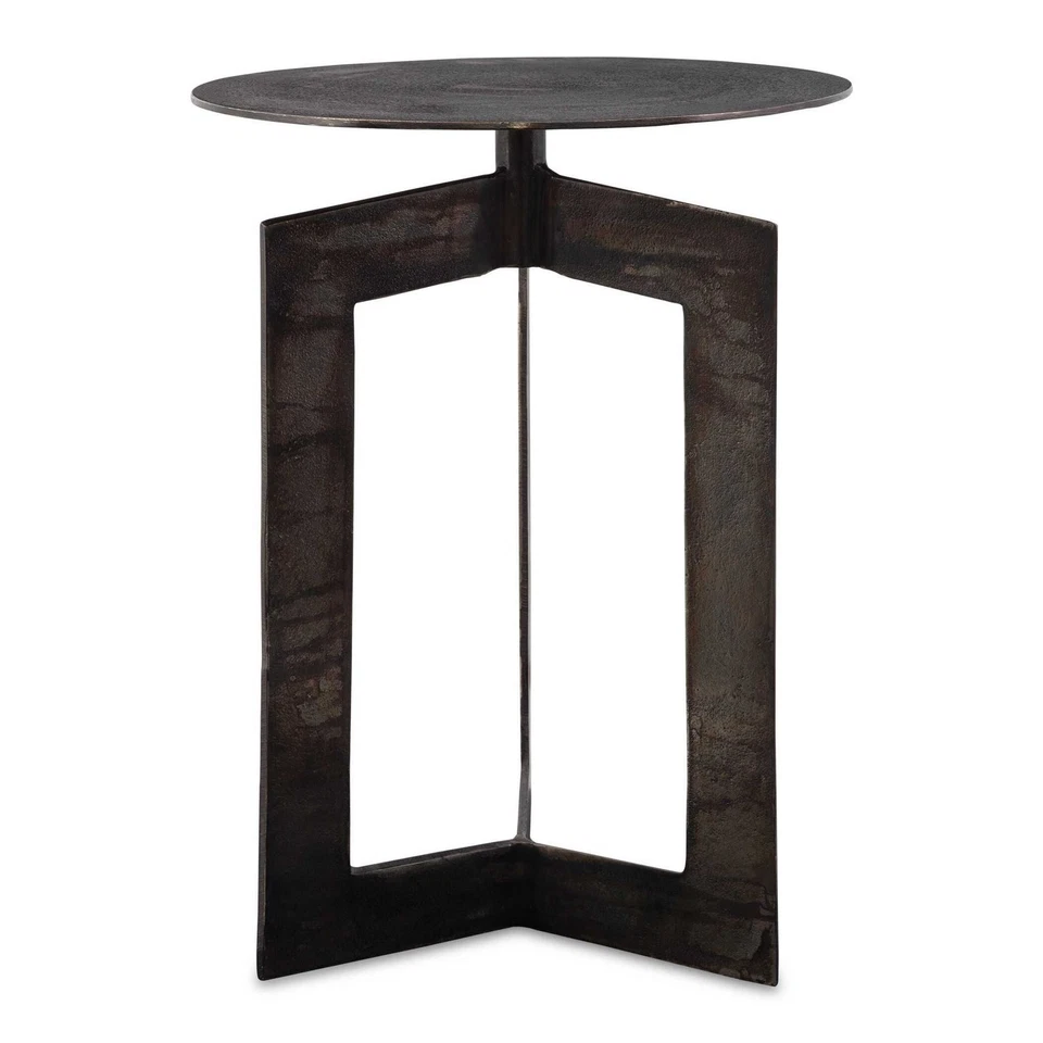 Uttermost 22995 Deltoid 18"W Aluminum Accent Table - Gunmetal