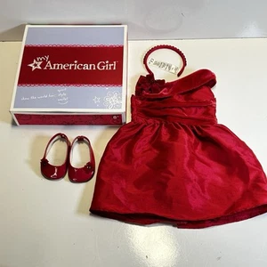American Girl Doll 18” Rosy Red Holiday Dress Dress Shoes Christmas - Picture 1 of 9