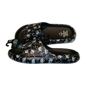 NWT Mens Ground Up NIGHTMARE BEFORE CHRISTMAS Slide Sandal Shoes BLACK 10-12 - Picture 1 of 3