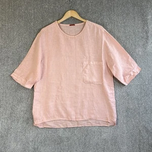 Barena Venezia Top Womens Size 48 Pink 100% Linen Pocket Oversized Lagenlook - Picture 1 of 9