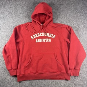 Vintage Abercrombie & Fitch Hoodie Mens XL Red Pullover Surfer Grunge Y2K - Picture 1 of 8
