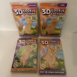 3D Cookie Cutter Dinosaur 4 Giraffe T Rex Brontosaurus Triceratops Brand New! - Picture 1 of 9