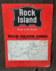 Rock Island Lines cardboard sign Route of the Rockets w/info written on the back - Picture 1 of 5