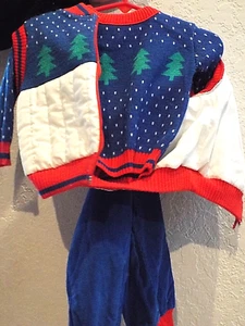3 Pc Toddler Winter Outfit Vest Pants & Sweater Embroidered Design Size 12M - Picture 1 of 8