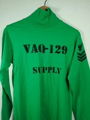 U.S. Navy Flight Deck Jersey VAQ-129 Supply Size SMALL  Green Turtle Neck MEKE  - Image 1 of 4