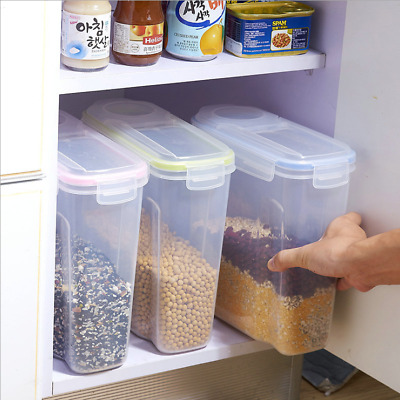 4pcs 4 Litres Cereal Containers Dispenser Food Storage Airtight Dry Food Kitchen • 19.99£
