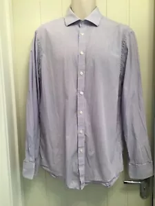 Mens Jaeger Modern 16in Collar Lilac Polycotton Pin Stripe Long Sleeve Shirt - Picture 1 of 6