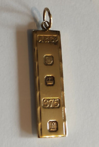 Solid Gold Bullion Bar Charm/Pendant - Hallmarked 9ct Gold, FREE Insured P&P #cB
