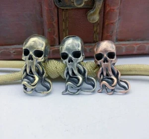 Octopus Skull Head Knife Bead Keychain Pendant Jewelry Umbrella Rope Hanging EDC - Picture 1 of 15