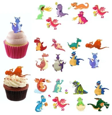 Drache Tortenbild Muffinaufleger Party Deko Geburtstag Kinder niedlich essbar - Bild 1 von 4