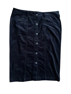 EVANS. Falda lápiz midi. Pana. Talla 20. Botón arriba. Negro. Bolsillos. Foto 1 de 4