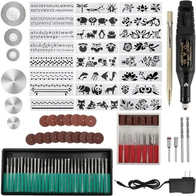 108PCS Electric Engraving Tool Kit Rotary Engraver Pen DIY Miniature Sander Tool - Image 1 of 4