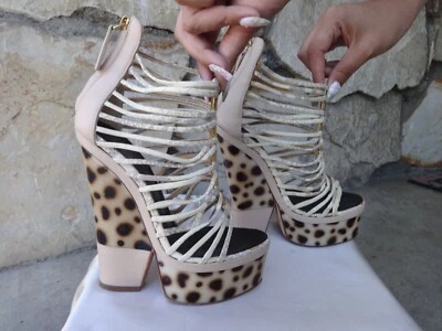Sandalias Giuseppe Zanotti Plataforma Jaula Estampado Leopardo Talla 35 Foto 1 de 4