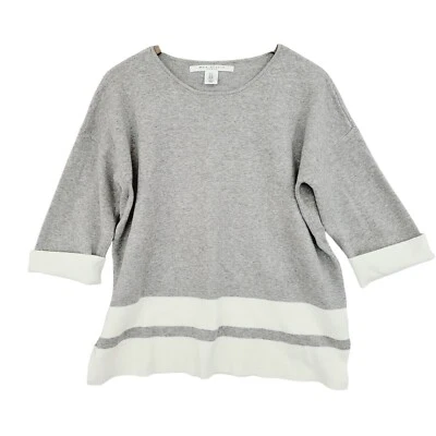 Suéter Top Max Studio Para Mujer Gris y Blanco Rayas 1X, 19CT Foto 1 de 4