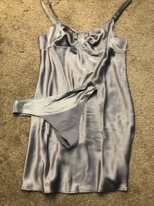 VICTORIAS SECRET Angels Small Satin Slip Dress With Matching Medium Thong - Picture 1 of 10