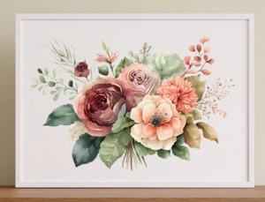 Blumenkunstdruck, schöne Blumen Kunst Deko, Botanischer Kunstdruck Natur Kunst #6 - Bild 1 von 2