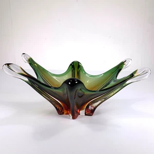Vintage Murano Cristallo Venezia CCC 60's Sommerso Freeform Centrepiece Bowl MCM - Picture 1 of 13