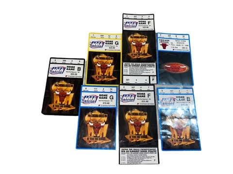 Lot of 7 1996 Vintage Chicago Bulls Team Michael Jordan Game Tickets Stubs Cover