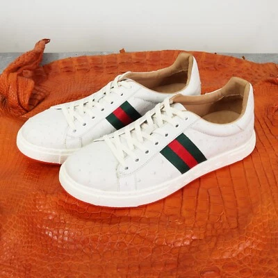 Men's Shoes Genuine Ostrich Skin Leather Handmad White Size 10US - 43EU #3327 - Image 1 of 4
