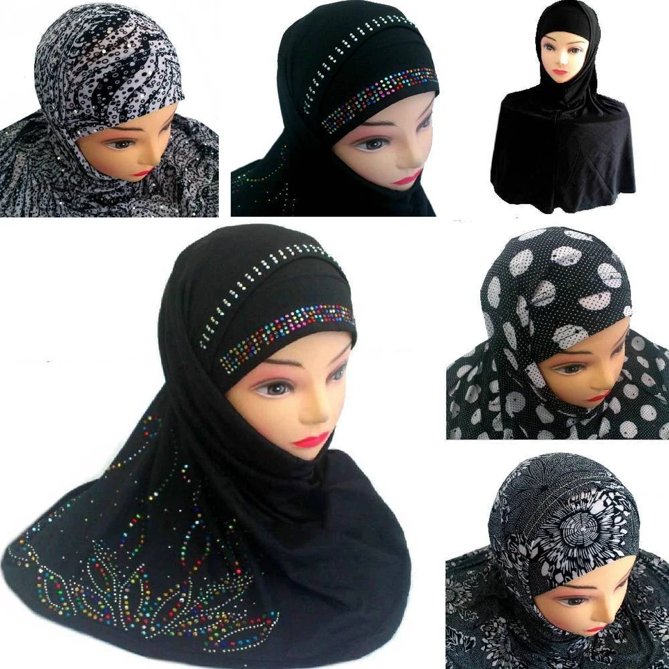 2tlg Kopftuch Islam Kopfbedeckung Jadeed Muslima Hijab Tuch Khimar Niqab schwarz - Bild 1 von 1
