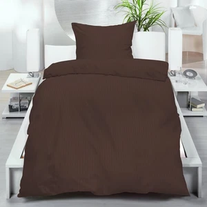 Seersucker Bettwäsche Microfaser 135x200 + 80x80 dunkelbraun mit Reißverschluss - Bild 1 von 1