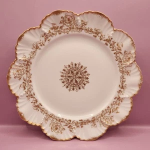 Set Of 11 Antique Limoges Hand Painted Floral Scalloped Plate Set, France - Picture 1 of 11