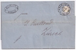 GERMAN REICH: Mi 5 on cover from Berlin to Zürich 1872. With content - Picture 1 of 1