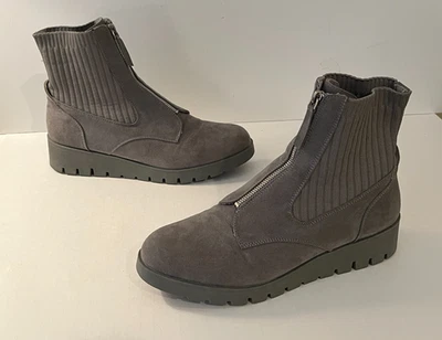 AK Anne Klein IFLEX Gray Sock Knit Zip Ankle Boots Wedge Heels Women's Size 11M - Image 1 of 4