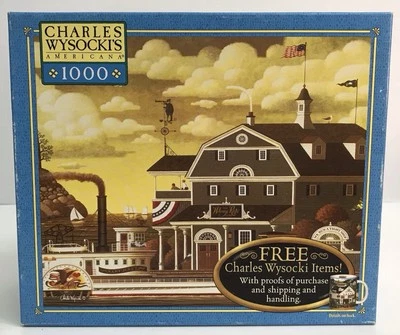 Charles Wysocki's Americana 1000 Piece MB Puzzle Fairhaven By The Sea 2004  - Image 1 of 4