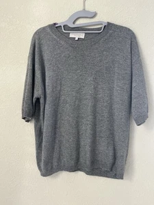 Bianco & Blu Sweater Gray Top Women's Wool Cashmere Silk Italy Short Sleeve XL - Picture 1 of 6