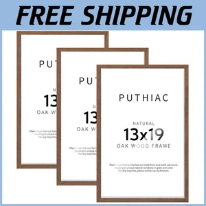 Rustic Oak Wood Picture Frame Set - 13x19 Wall Frames - Picture 1 of 10