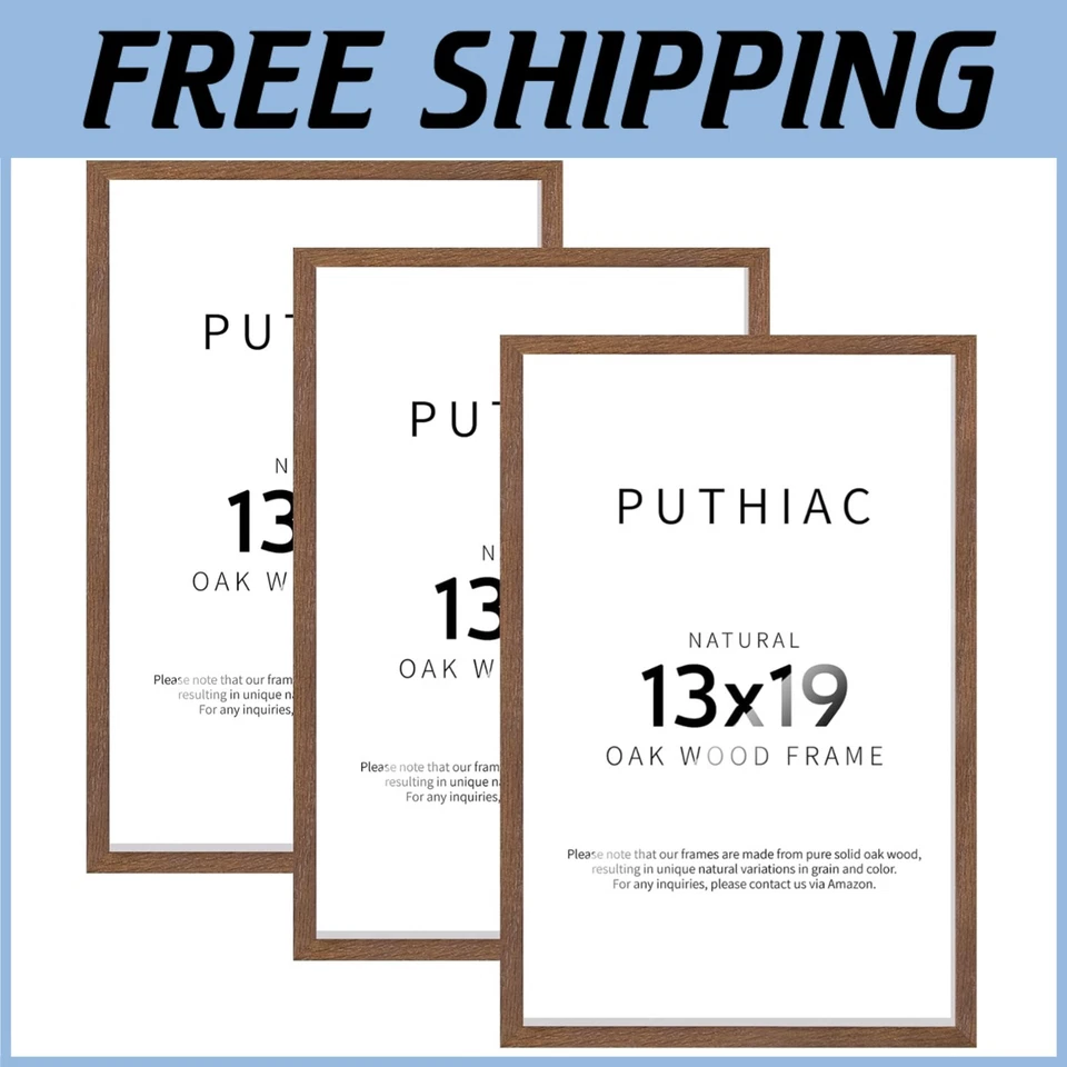 Rustic Oak Wood Picture Frame Set - 13x19 Wall Frames - Image 1 of 4
