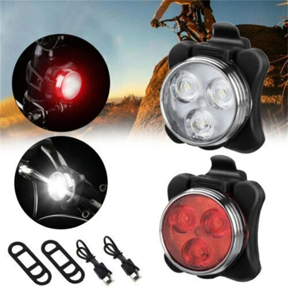 Mountainbike USB Aufladung Frontlicht/Warnlicht Rücklicht Fahrradzubehör - Bild 1 von 4