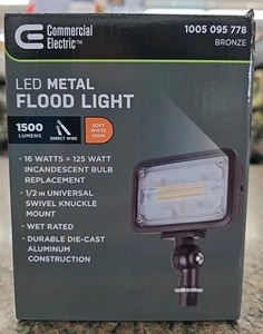 ** Commercial electric 16W Bronze LED Outdoor Wall Light with Adjustable Mount * - Picture 1 of 4
